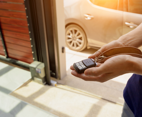 Gate automation being shown with the press of a button on a key.